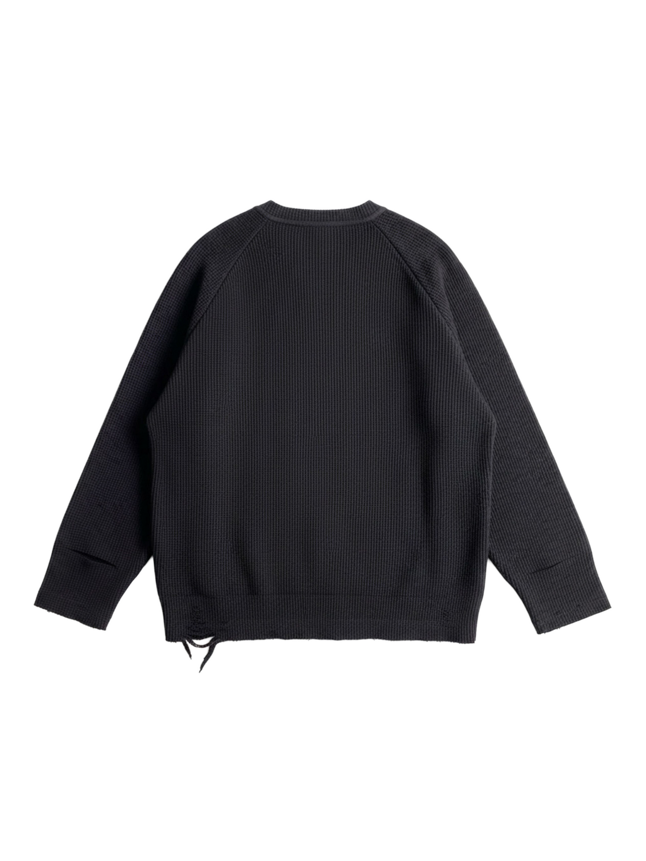 Waffle Distressed Long Sleeve Sweater